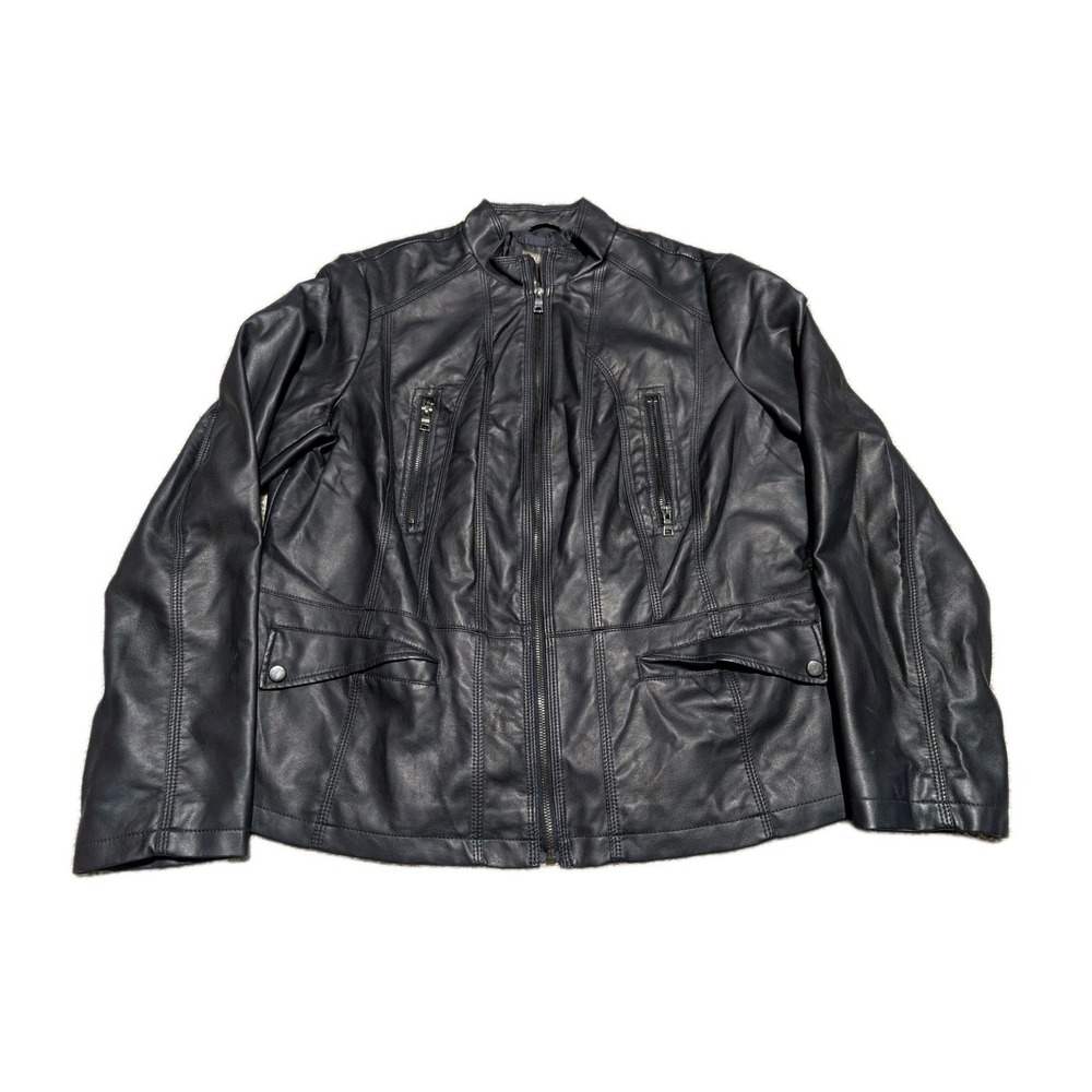 Vintage Roz & Ali Moto Women's XL Jacket Black Leather Lined Pockets